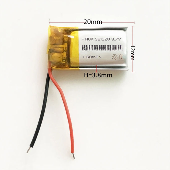 381220 3.7V 60mAh LiPo Battery Rechargeable Lithium Pouch Battery 1C 0