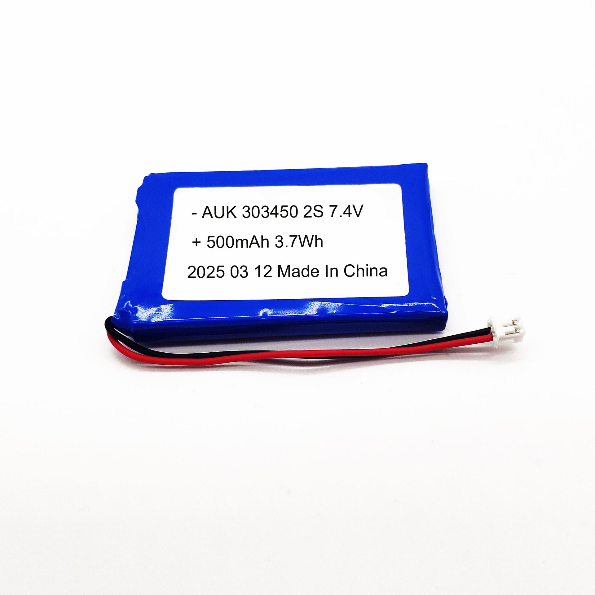 Custom AUK 7.4V 500mAh 2S 303450 Lipo Battery Pack Lithium Polymer ...